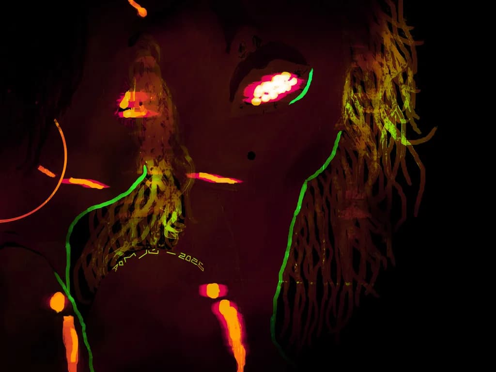 Neon Dreams: An Abstract Portrait of Colorful Expression
