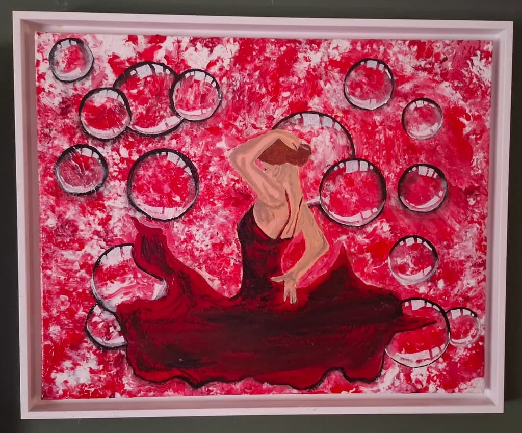 Ebullient Dance: A Symphony of Red and Emotion