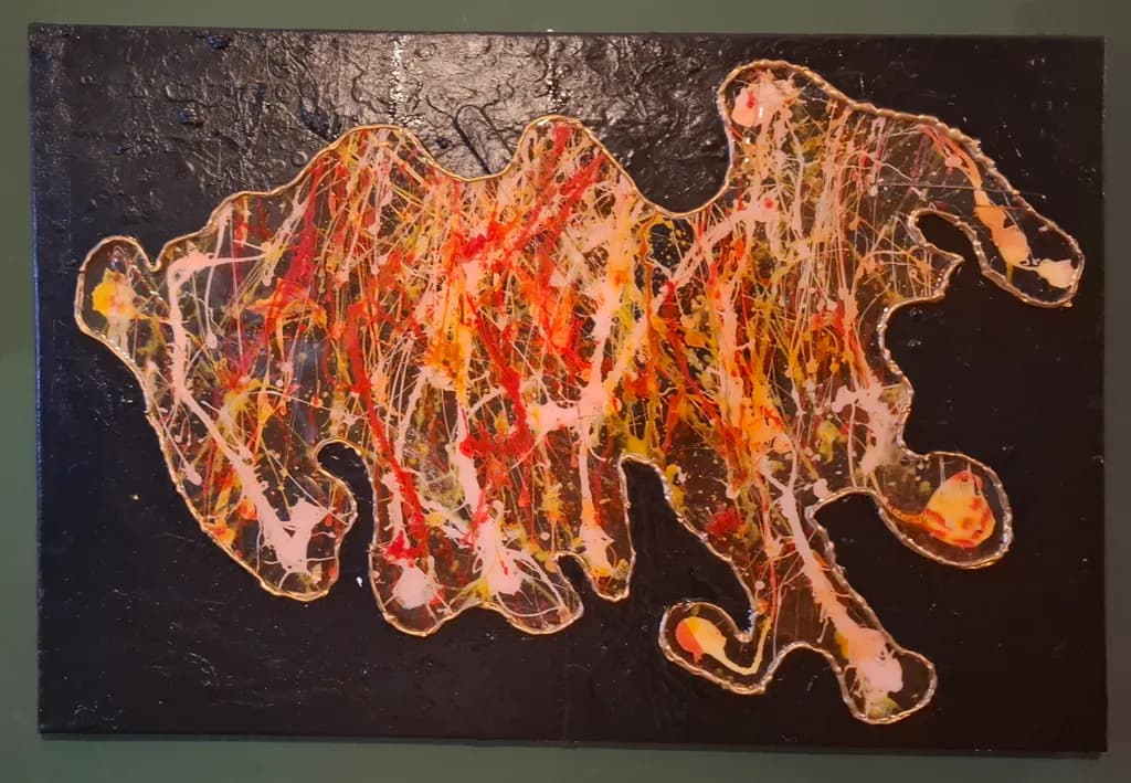 Vibrant Chaos: A Dance of Color and Form on Black Canvas