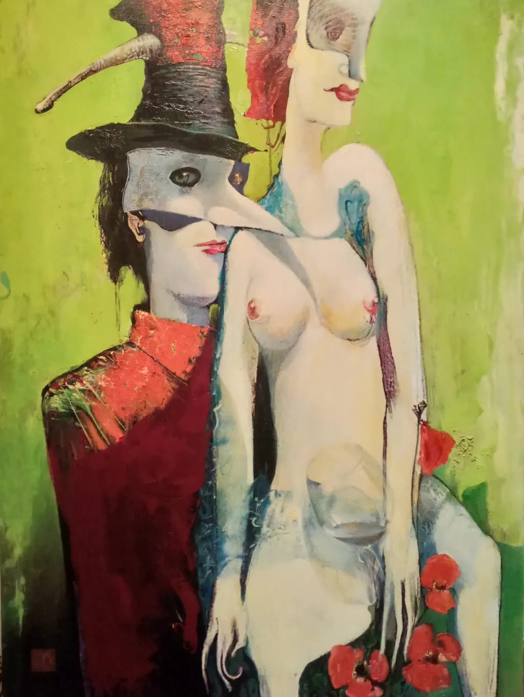 Whispers of the Masked Embrace: A Dance of Mystery and Desire
