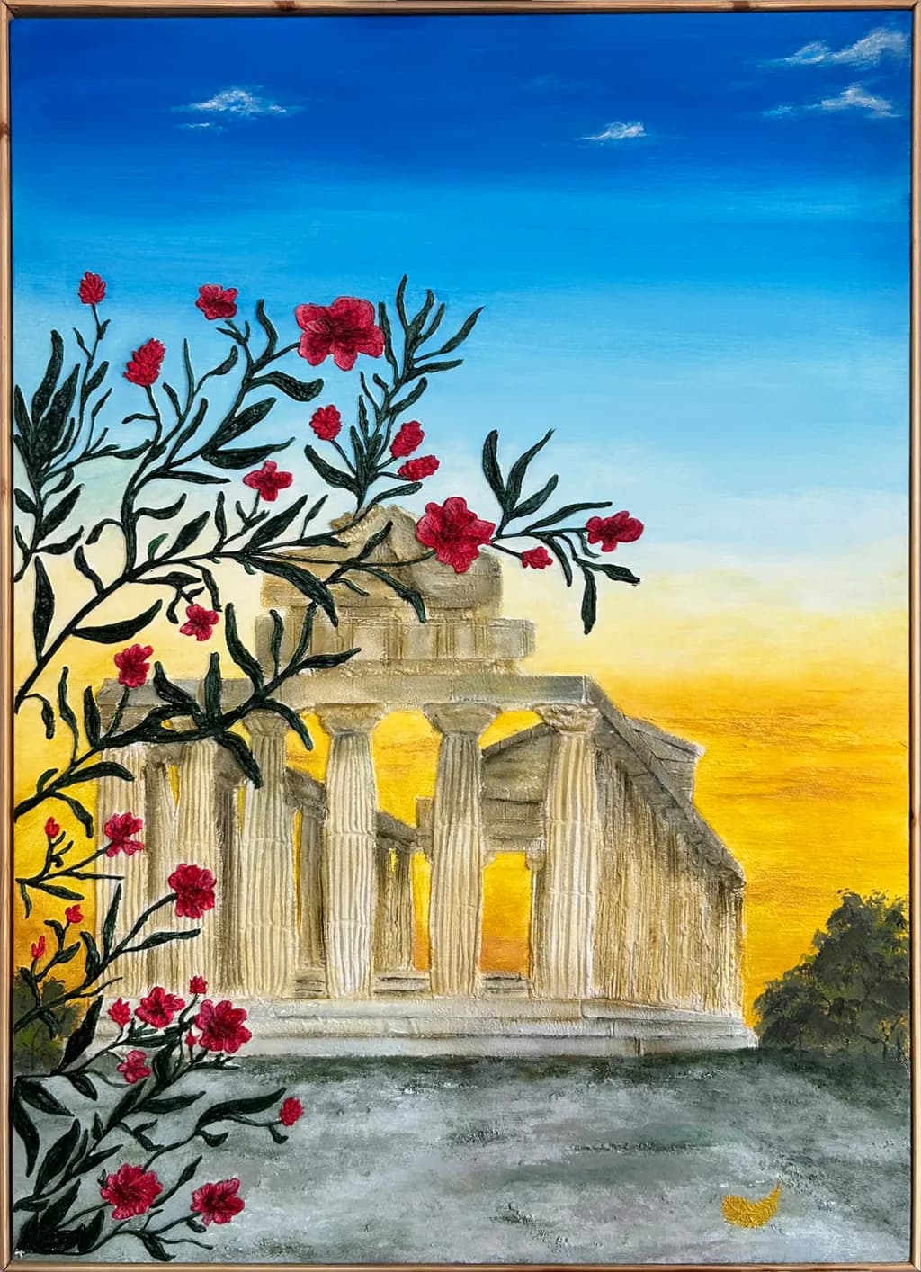 Elysian Blooms: The Timeless Beauty of Ancient Ruins at Dusk
