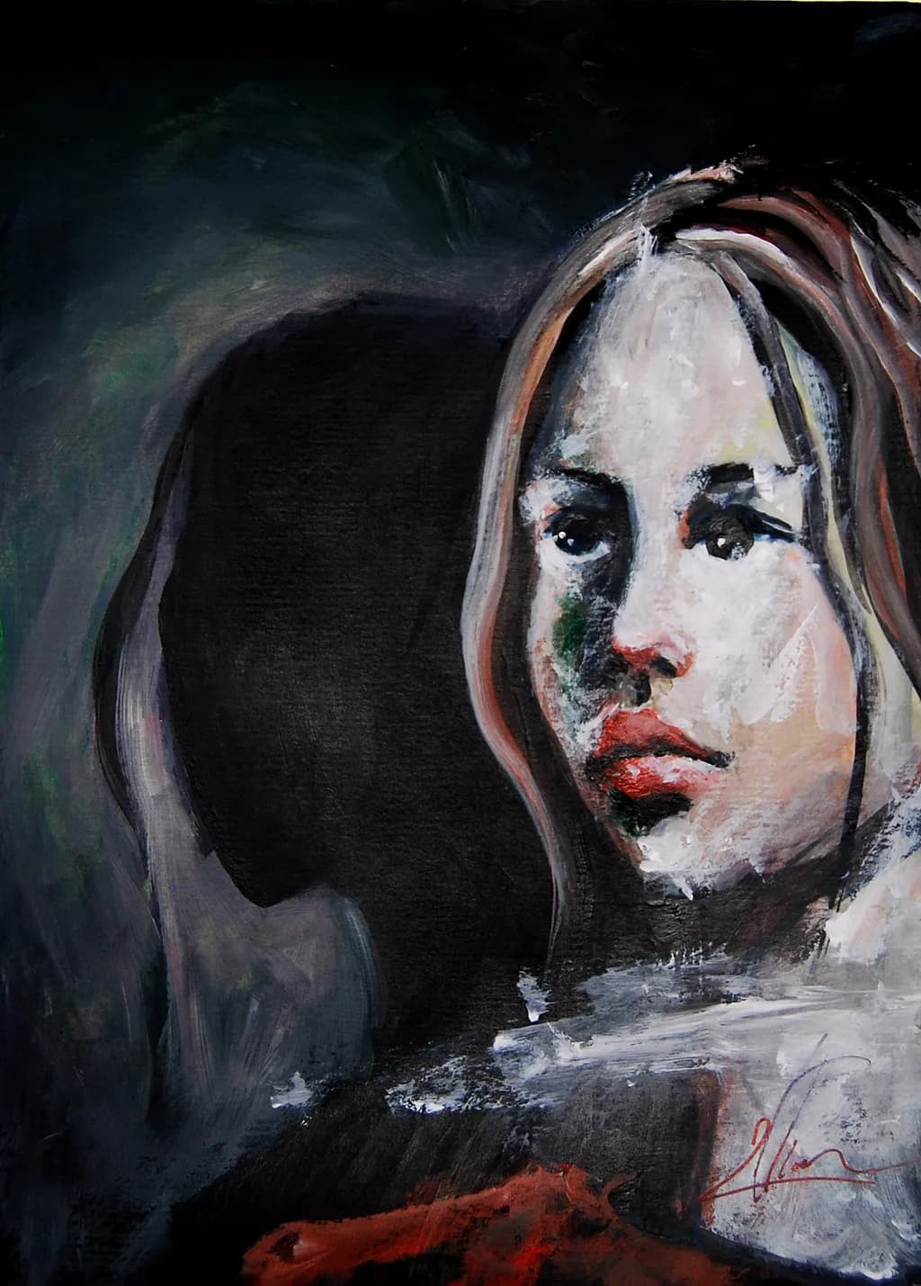 Whispers of Emotion: An Abstract Portrait in Contrast