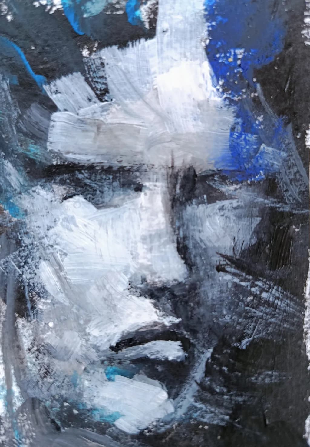 Whispers of Emotion: An Abstract Portrait in Blue and Gray