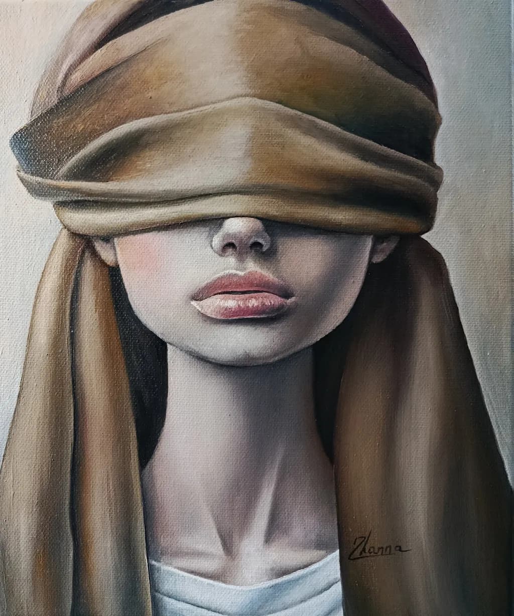 Veiled Serenity: A Portrait of Hidden Truths and Inner Peace