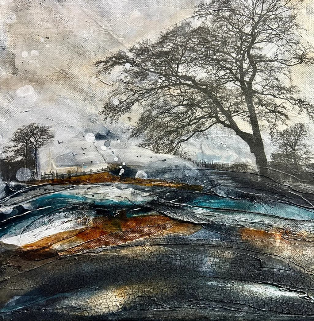 Whispers of Serenity: An Abstract Monochrome Landscape in Textured Harmony