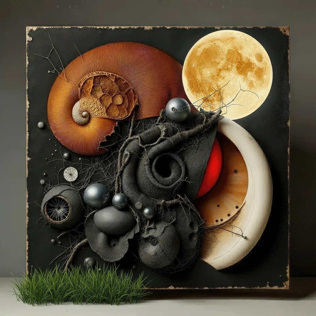 Celestial Whispers: An Abstract Journey Through Organic Textures and Lunar Contrast