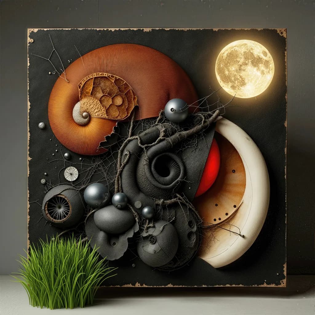 Ethereal Whispers: A Dance of Nature and Cosmos in Mixed Media Art