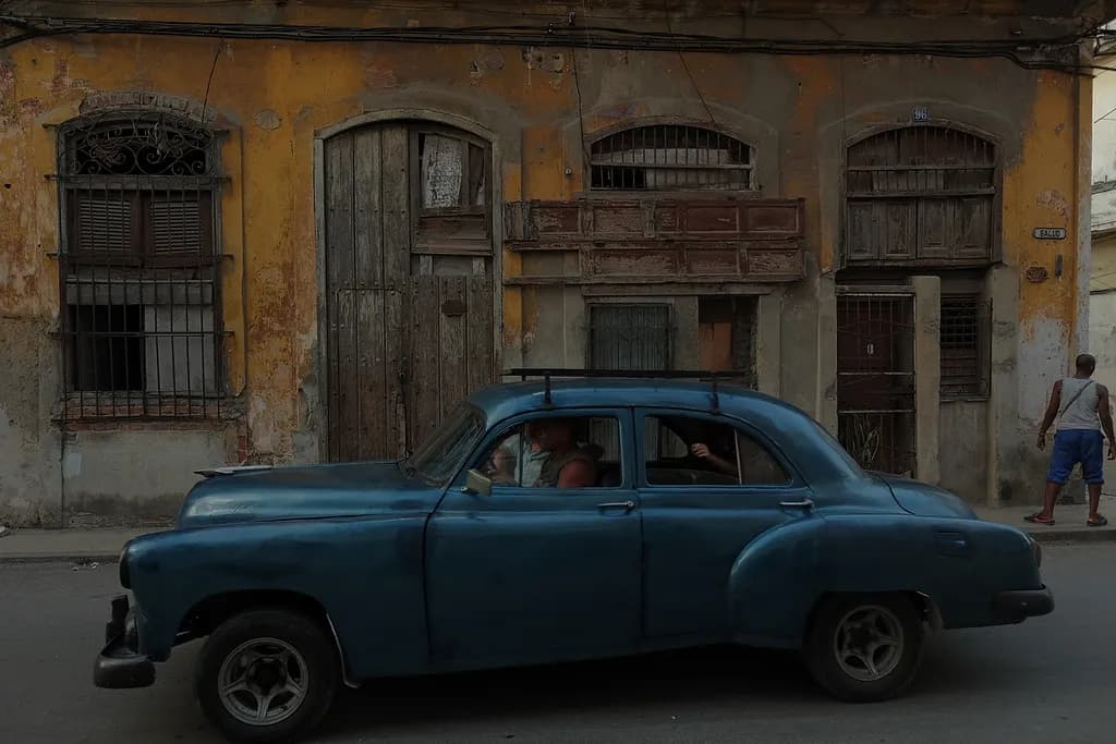 Vintage Blue Dreams: A Journey Through Time in Havana's Streets