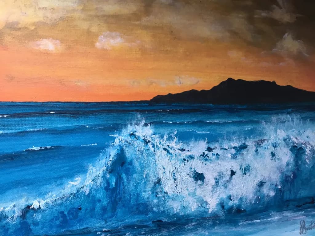 Ocean's Embrace: A Serene Sunset Over Turquoise Waves