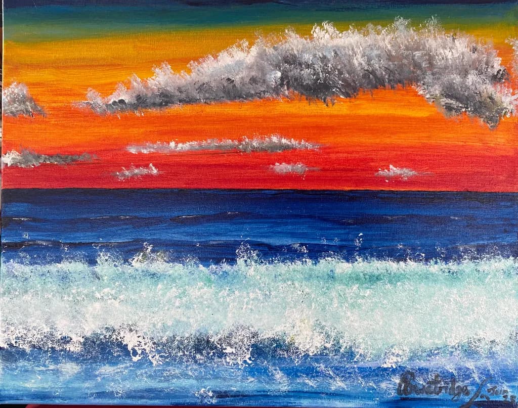 Vibrant Sunset Over Turquoise Waves: A Coastal Dreamscape