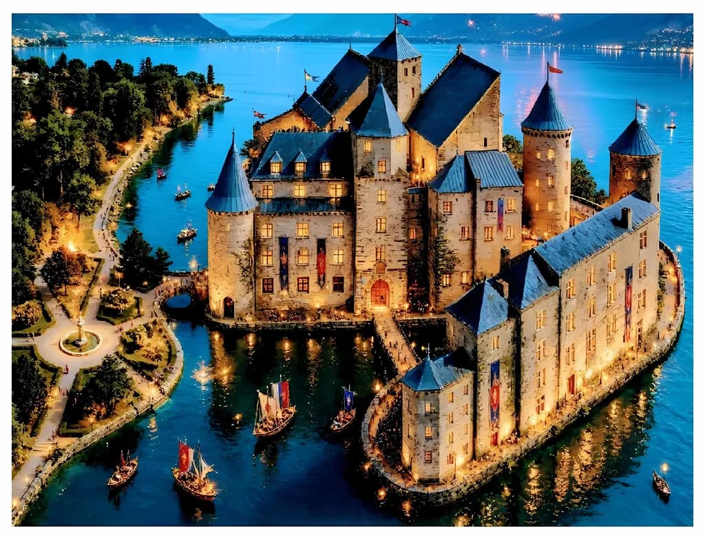 Nightfall on the Castle Lake