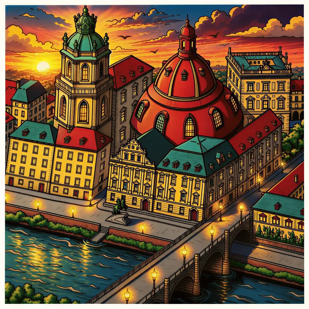 Sunset Over Cityscape