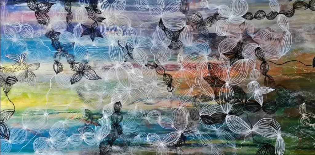 Whispers of Color: An Abstract Floral Journey Through Textured Layers