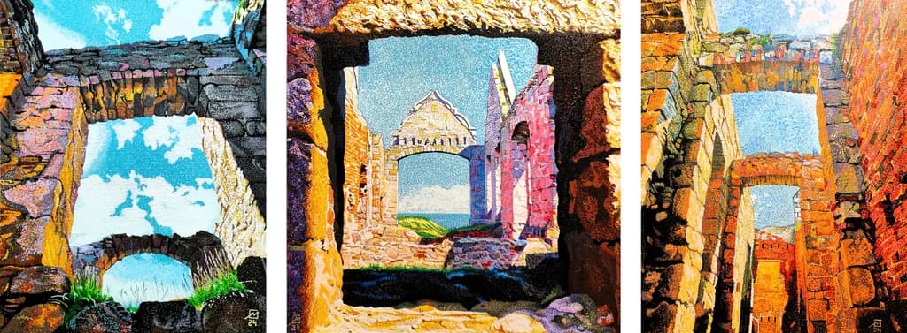 Triptych "The Old Stones of New Slains Castle"