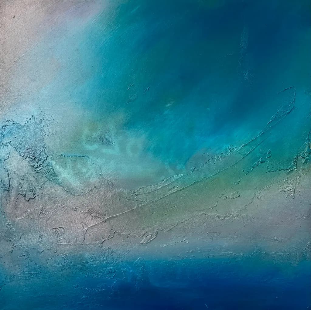 Whispers of the Ocean: A Serene Abstract Journey Through Blues and Greens