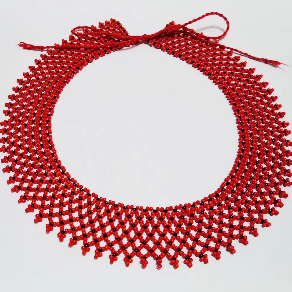 Radiant Red Beaded Collar: A Statement Piece of Artistry and Elegance