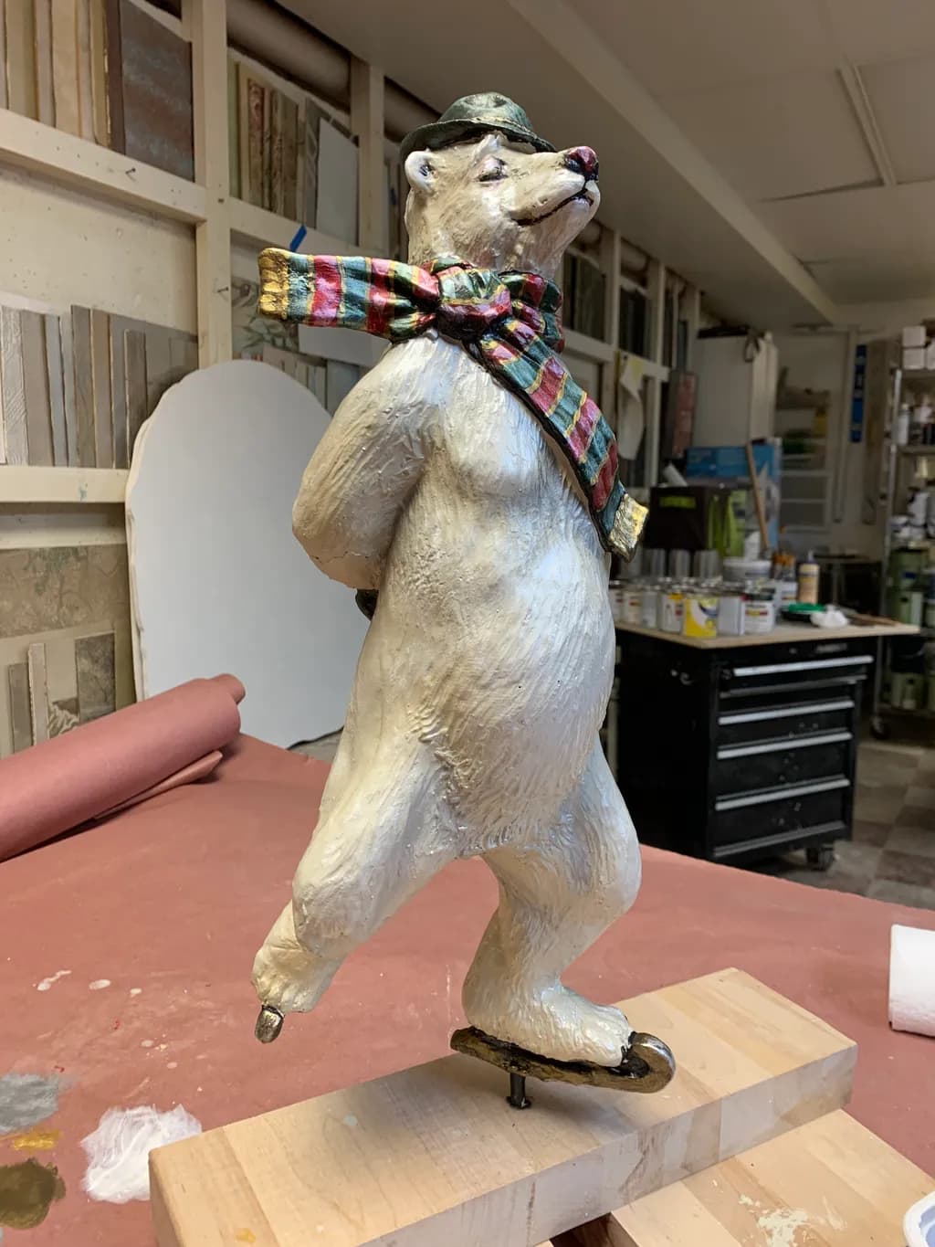 Ice Skating Polar Bear Sculpture