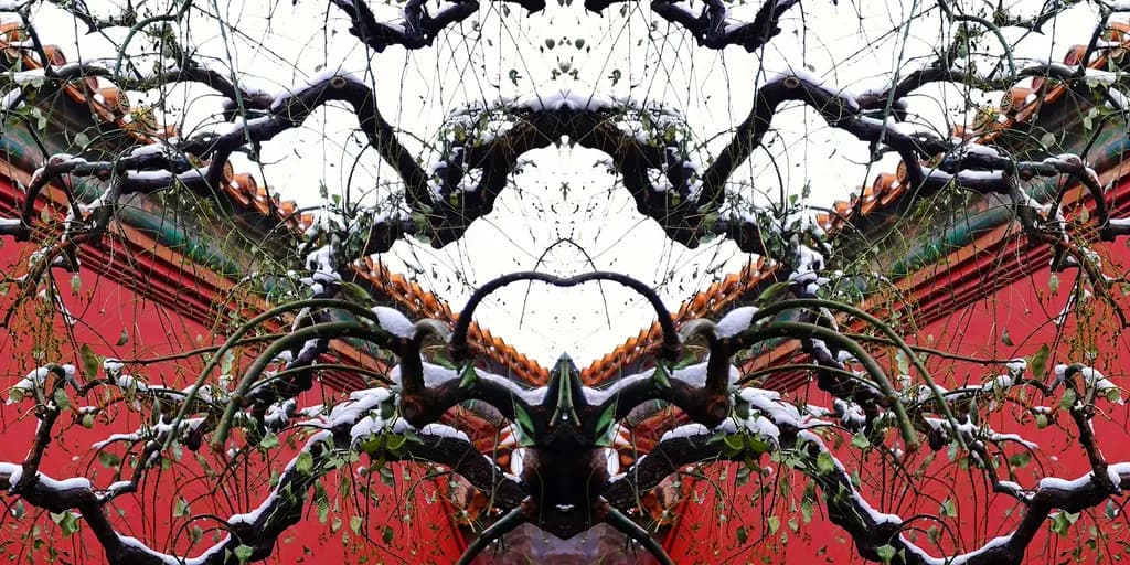 Branches of Contrast: A Dance of Snow and Red in Nature's Embrace