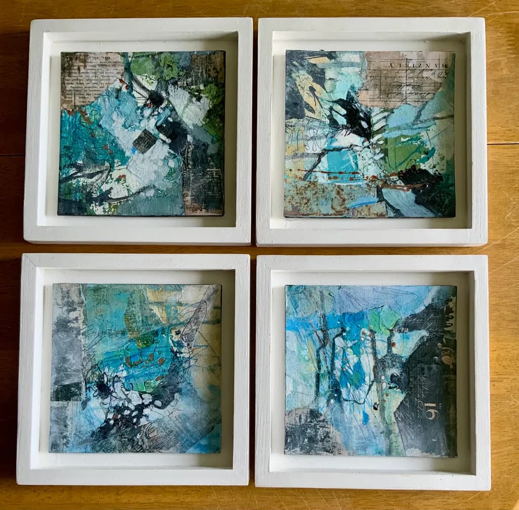 Whispers of Blue: An Abstract Collage Journey Through Texture and Emotion