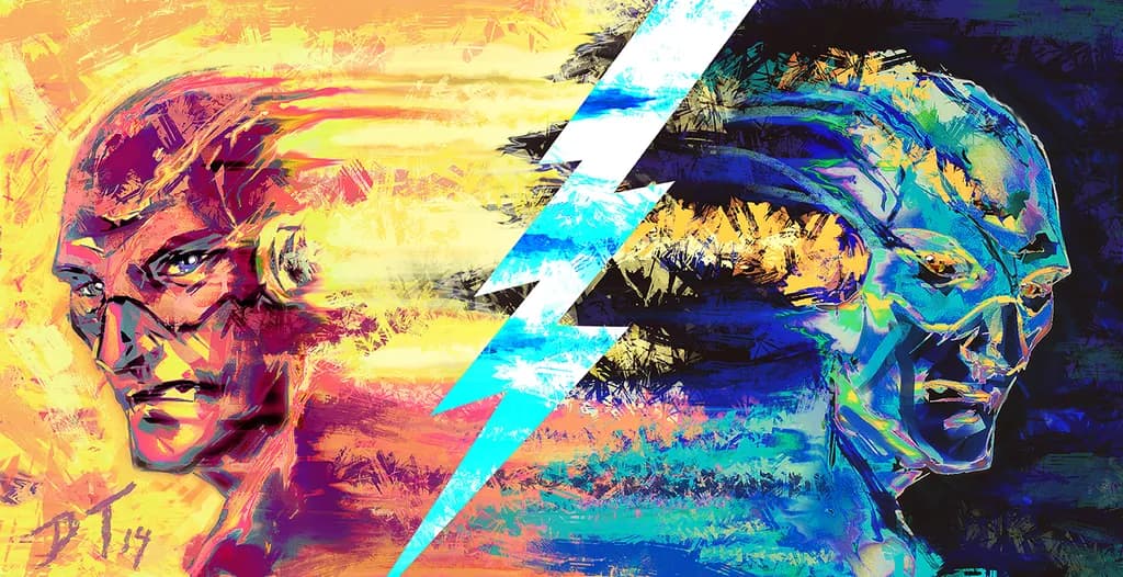 Dynamic Duality: The Clash of Speed and Power in Vivid Color