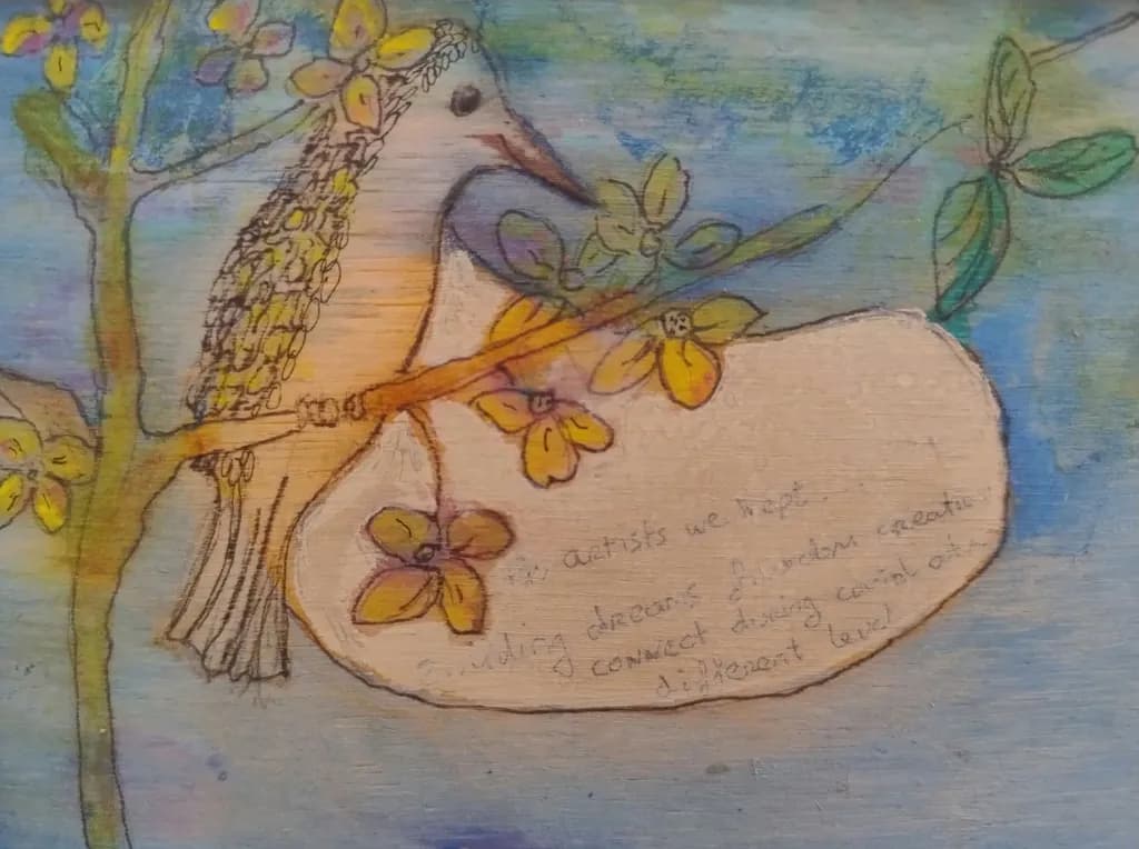 Whispers of Creativity: A Bird's Journey Through Artistic Dreams