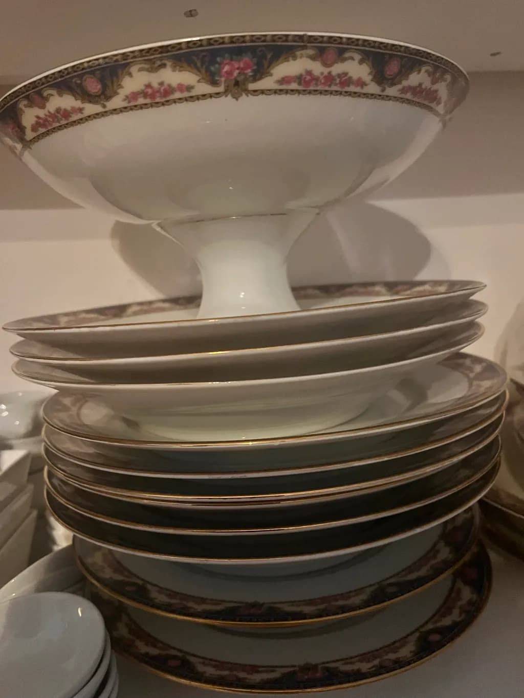 Floral Rimmed Dishware Stack
