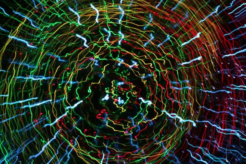 Vibrant Whirlwind: A Dance of Light and Color in Abstract Patterns