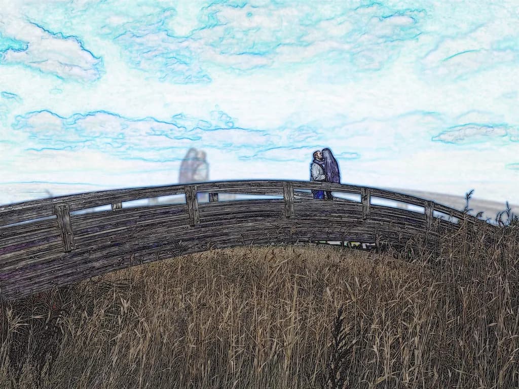 Whispers of Love: A Romantic Embrace on the Bridge of Dreams