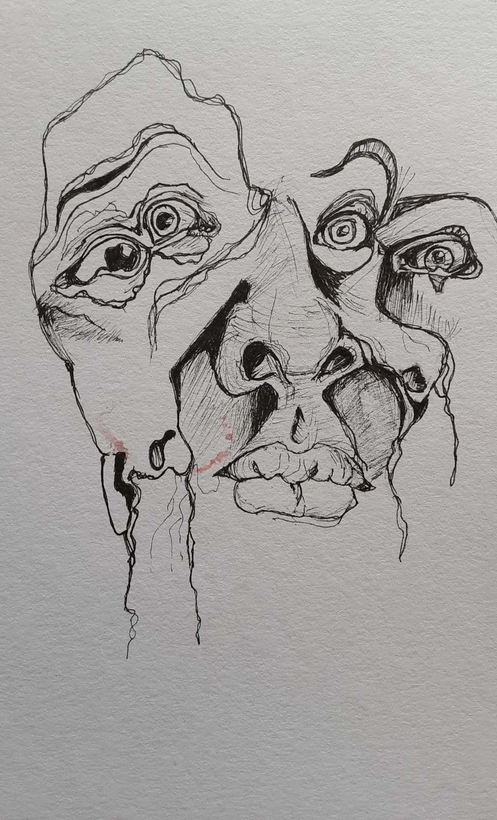 Fragmented Visions: An Exploration of Distorted Identity in Ink