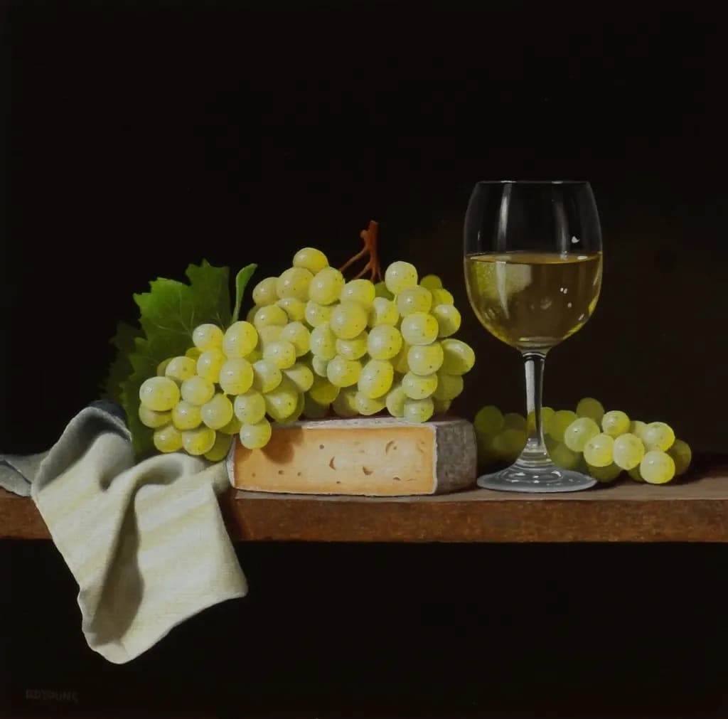 White Wine, Grapes and Cheese