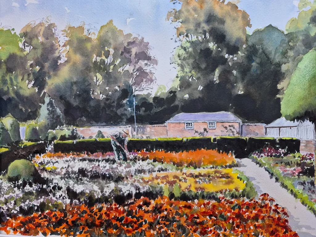 Serenity in Bloom: A Watercolor Garden Escape