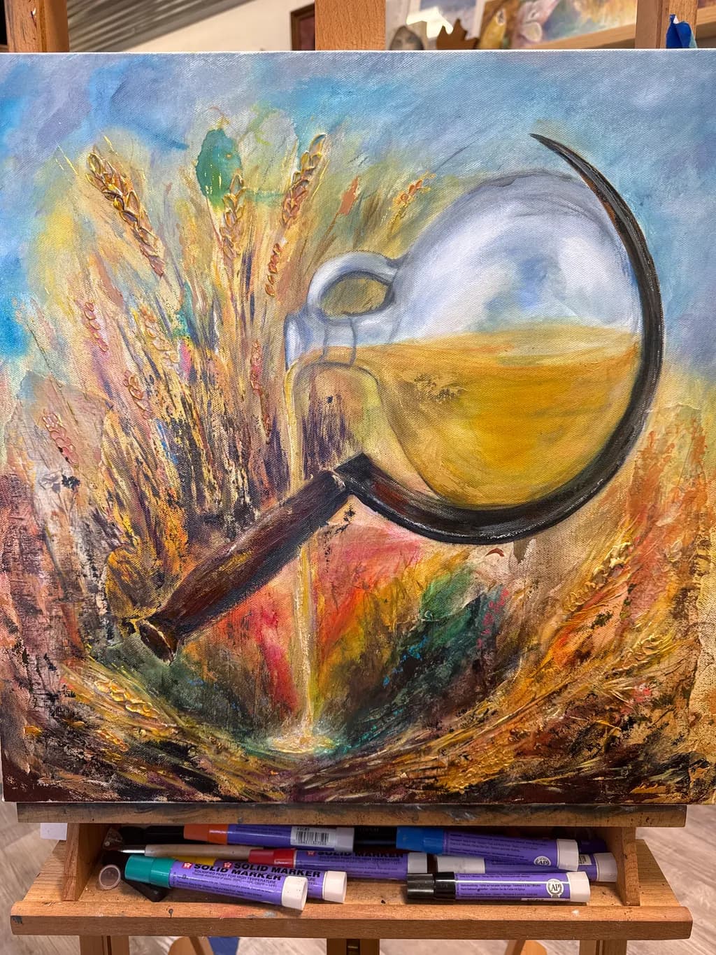"✨ 'Pouring Out Abundance' ✨ - A vibrant exploration of divine provision and spiritual richness, where the golden essence flows freely amidst the beauty of creation. www.susanwindham.com #PropheticArt #VisionaryRealism #FaithInspiredArt"
