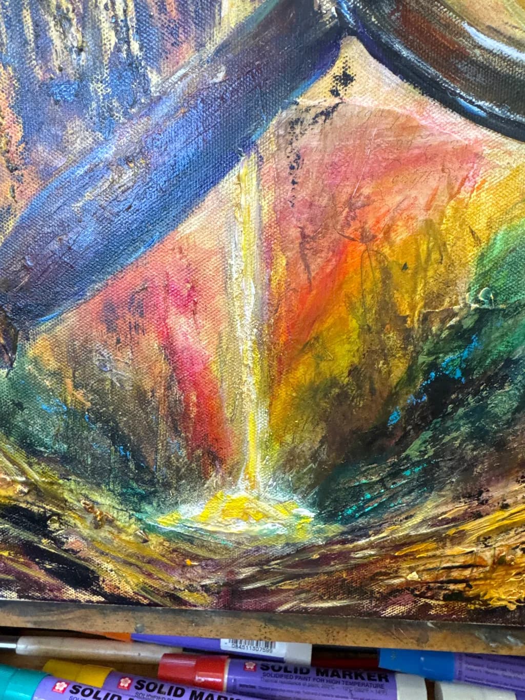 "✨ 'Fountain of Light' ✨ A vibrant cascade of colors flows from the depths, symbolizing divine revelation and spiritual awakening. This piece invites you to reflect on the beauty of transformation and the light that guides us. www.susanwindham.com #PropheticArt #VisionaryRealism #FaithInspiredArt"