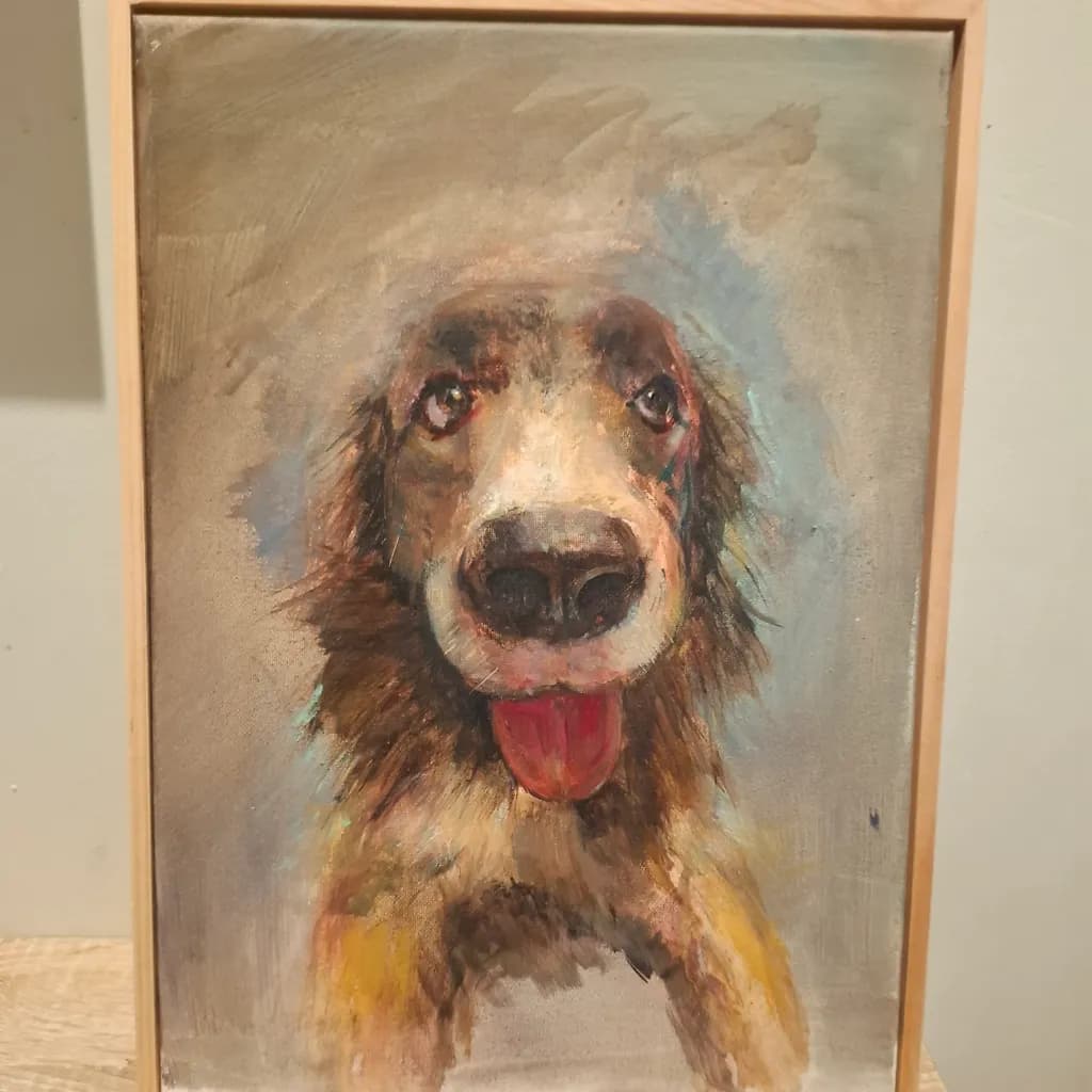 Whimsical Canine Portrait: A Colorful Expression of Joy and Playfulness