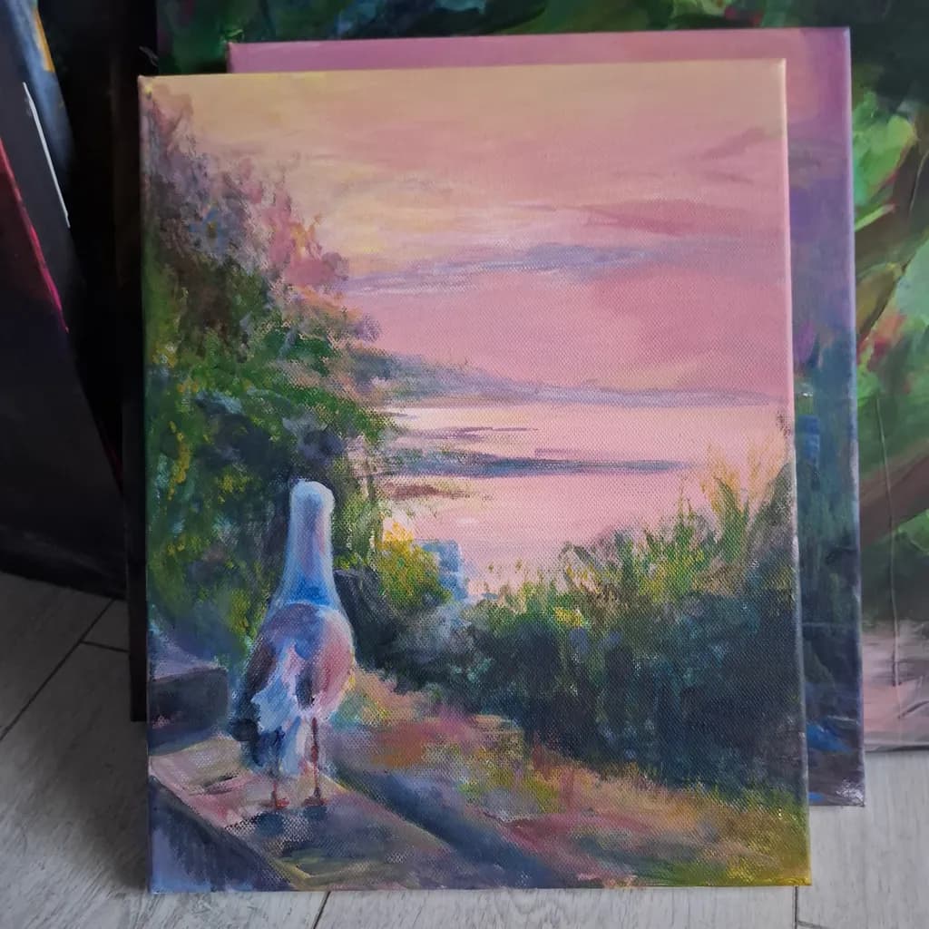 Whispers of Dawn: A Serene Pigeon by the Water's Edge
