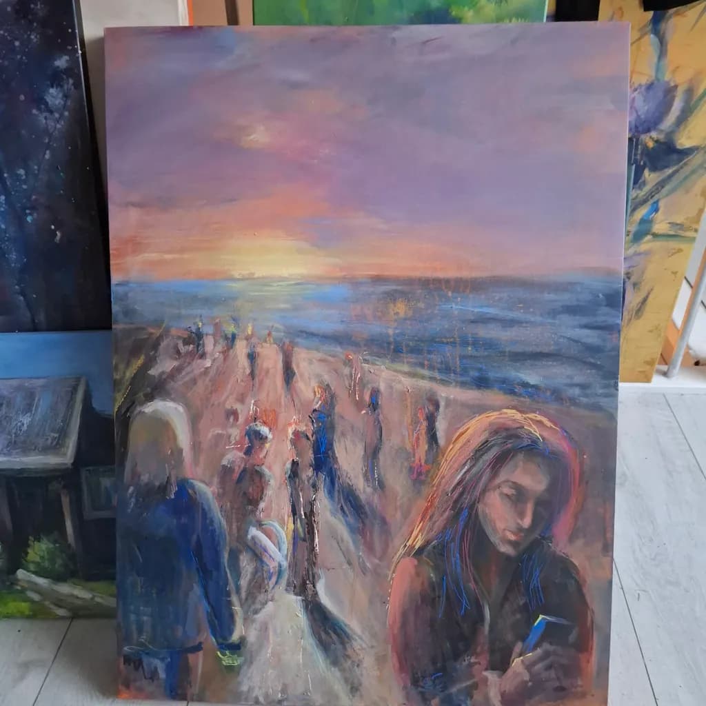 Whispers of Dusk: A Serene Stroll by the Shoreline at Sunset