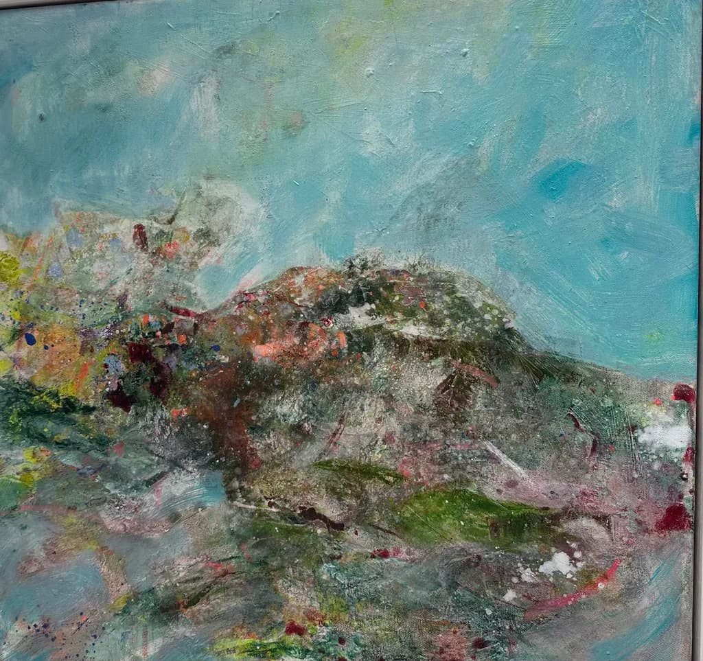 Whispers of Nature: A Vibrant Abstract Landscape in Turquoise and Earthy Tones