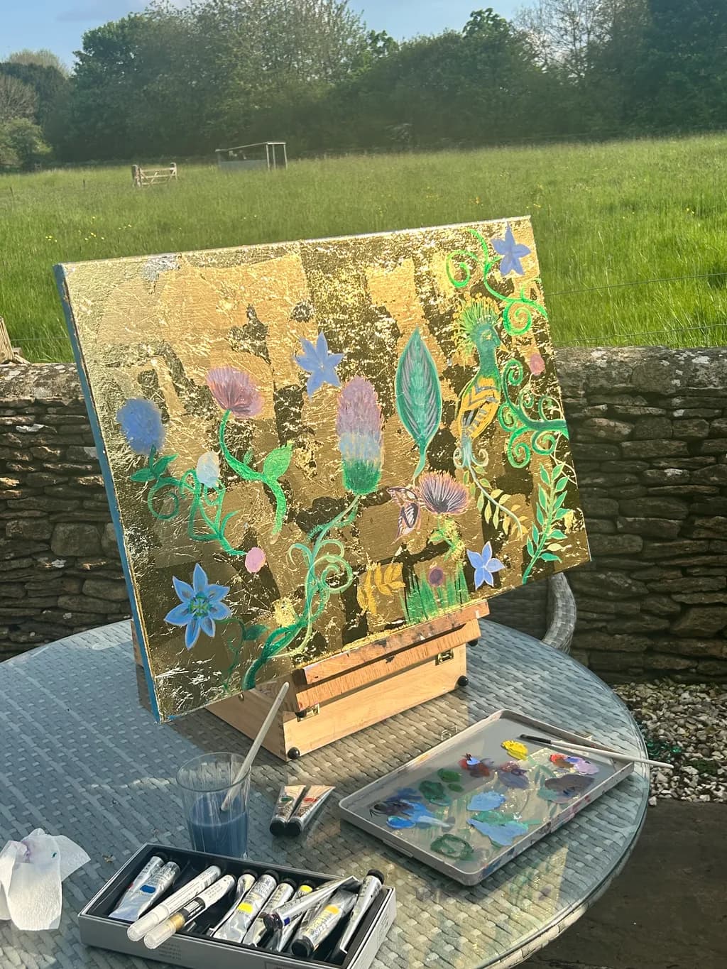 Golden Blossoms: A Vibrant Dance of Nature and Color on Canvas