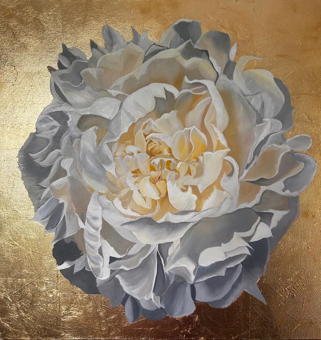 Golden Elegance: A Serene Peony Blossom in Soft Hues