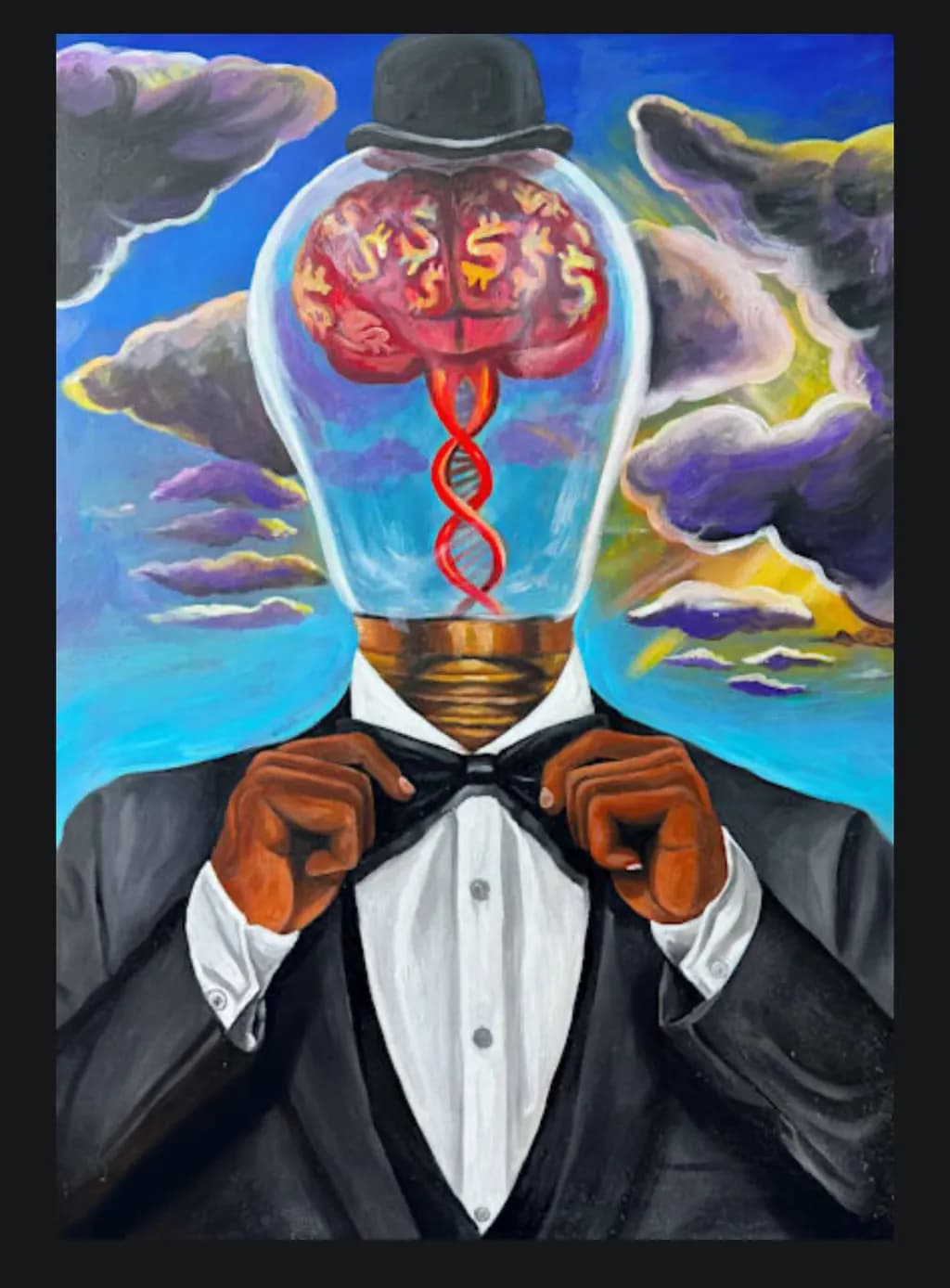 Mindful Elegance: The Surreal Transformation of Wealth and Intellect