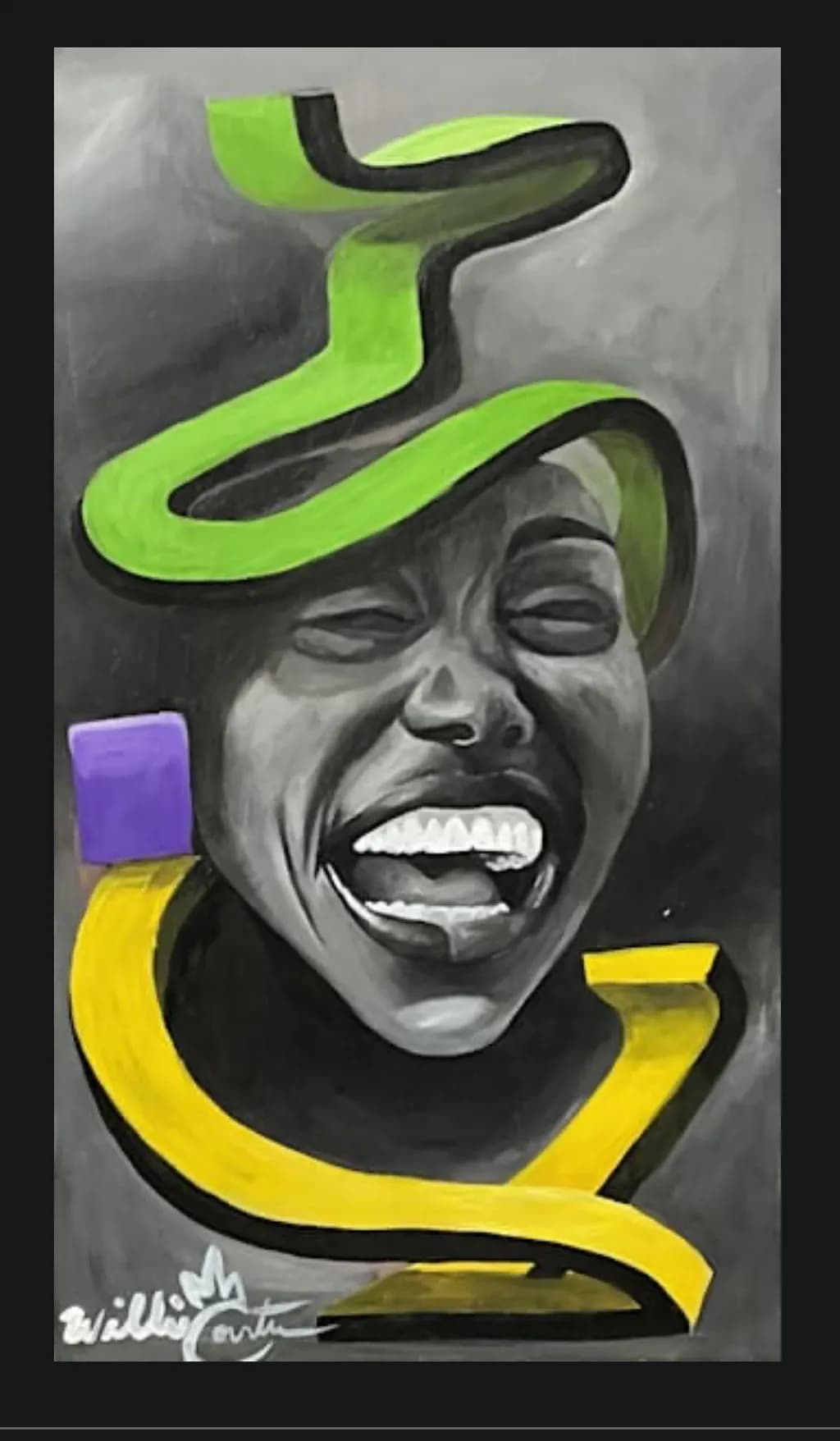 Joyful Whirl: A Vibrant Expression of Laughter and Colorful Energy