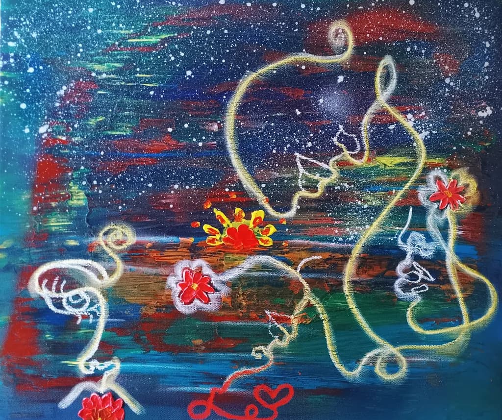 Cosmic Whispers: A Whimsical Dance of Colorful Florals and Abstract Dreams