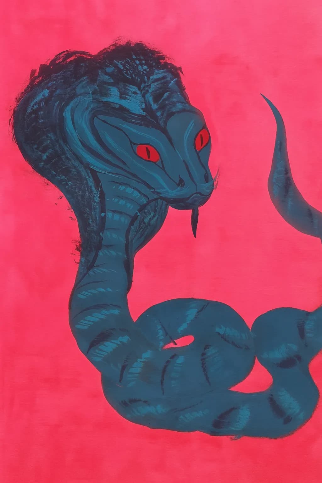 Serpent's Embrace: A Dance of Blue and Red in Abstract Form