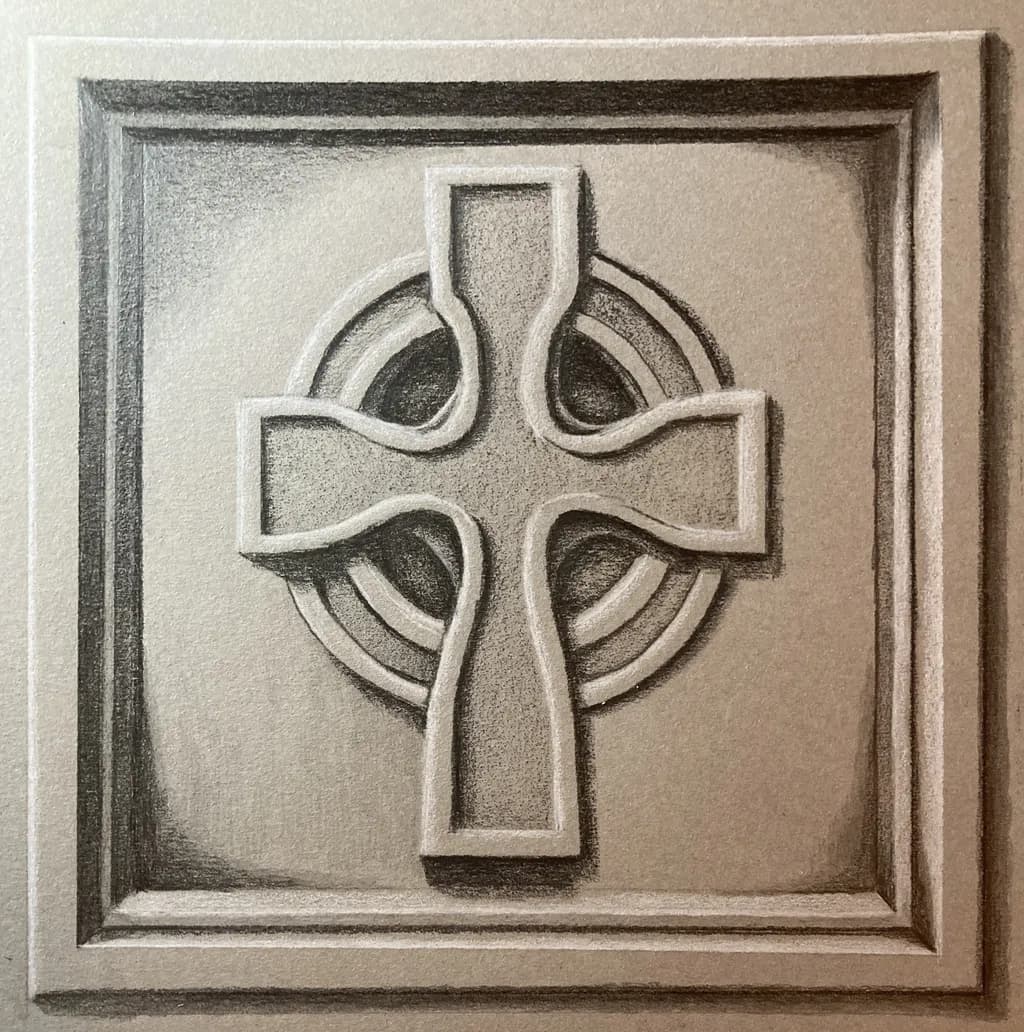 Celtic Cross: A Dance of Geometry and Texture in Shaded Elegance