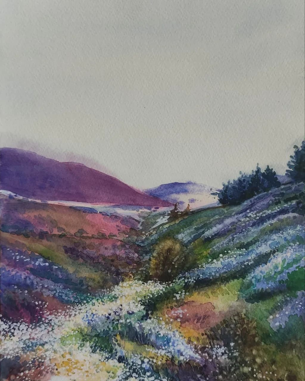 Whispers of the Valley: A Serene Watercolor Landscape Journey