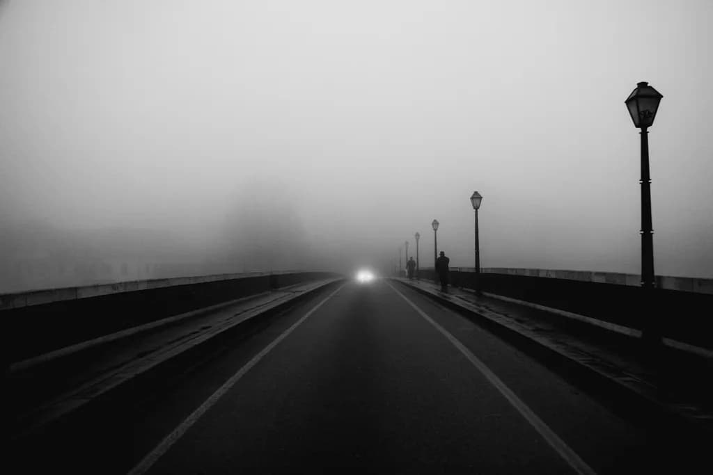 Whispers of the Fog: A Journey Through the Misty Bridge at Dusk