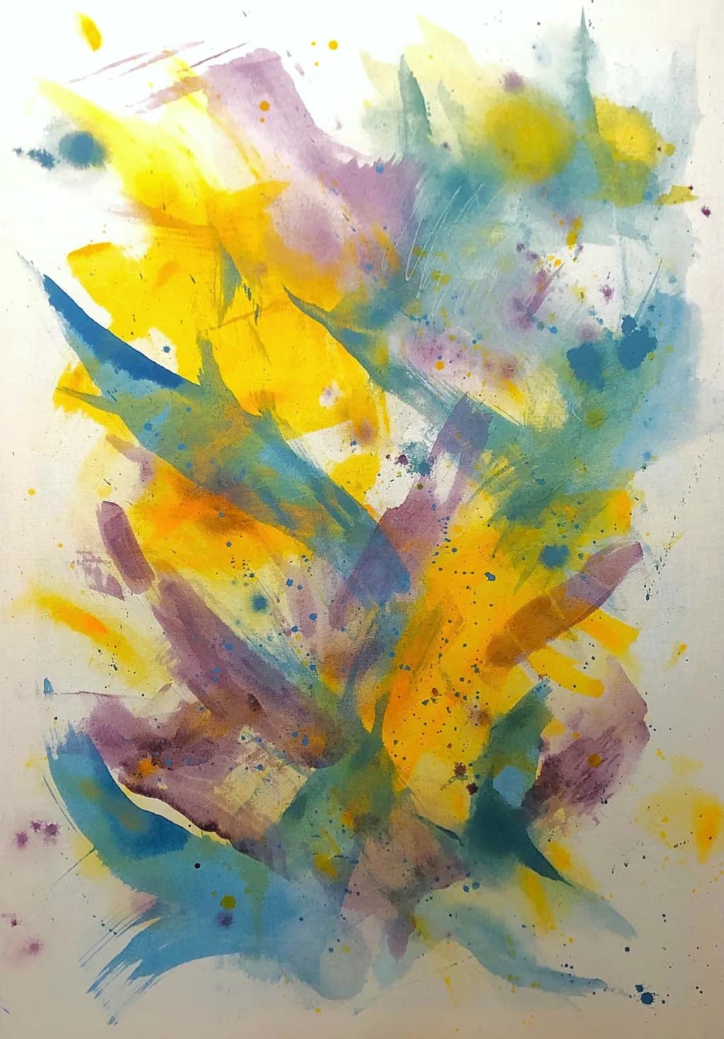 Colorful Chaos: A Whimsical Dance of Yellow and Blue Splashes