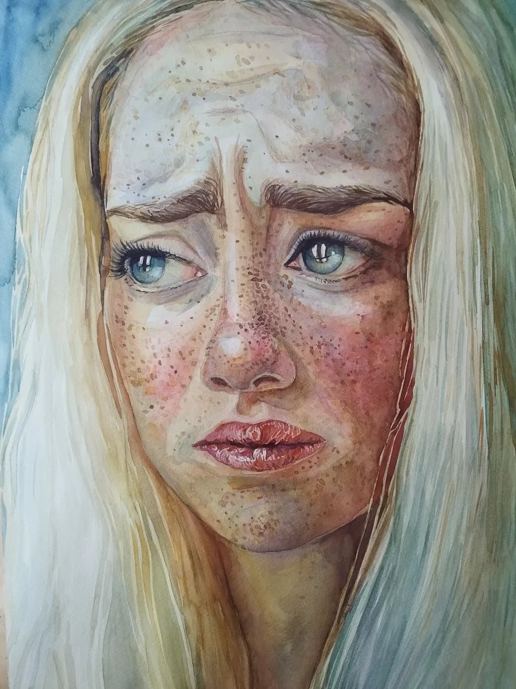 Whispers of Vulnerability: A Watercolor Portrait of Emotion and Resilience