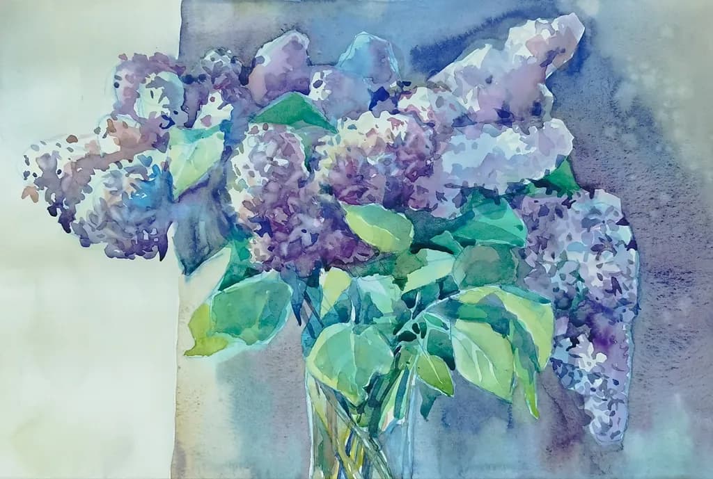 Whispers of Spring: A Watercolor Symphony of Lilacs in Bloom