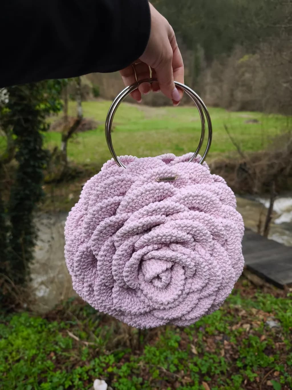 Whimsical Rose-Inspired Handbag: A Touch of Elegance in Soft Lavender